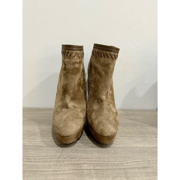 Jimmy Choo Evans Suede Platform Heels Ankle Bootie Brown Tan Womens Size EU 39 - Picture 4 of 8